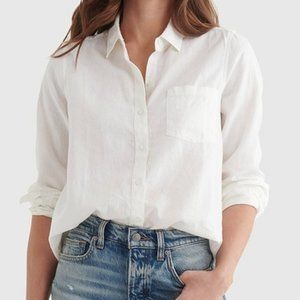 Jones New York Sports Linen Button Up Shirt in White/L